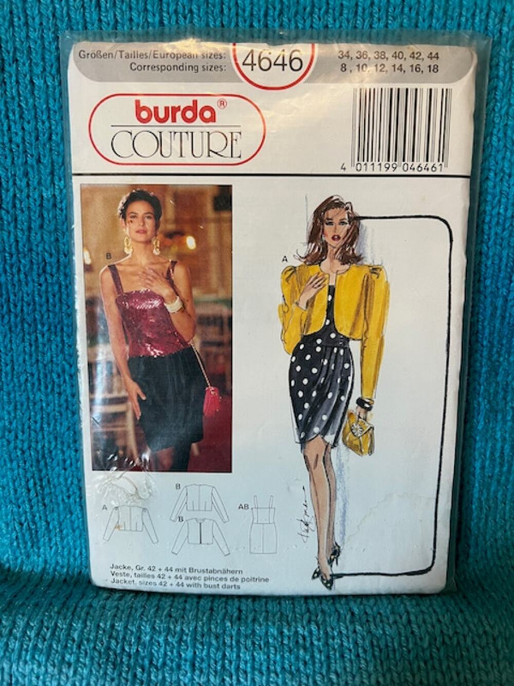 Burda 4646 sewing pattern womens apron dress blazer